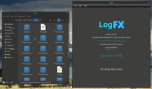 Drag-and-dropping file into LogFX