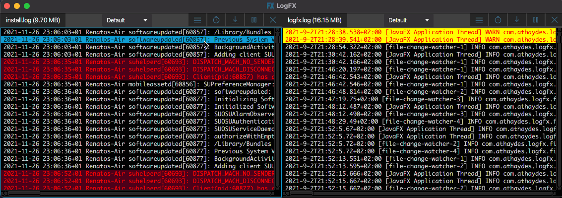 Projects in LogFX